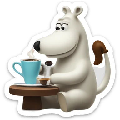 moomintroll making an espresso sticker