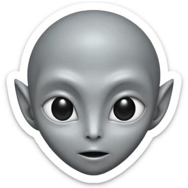 Grey alien head, almond eyes completely black, eyes fully black, no white, slanted, pale grey skin, cartoon emoji, no background

 sticker