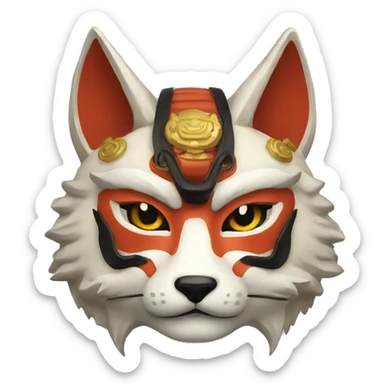 japanese kitsune traditional warrior mask sticker