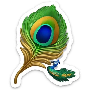 Peacock feather and lord Krishna sticker