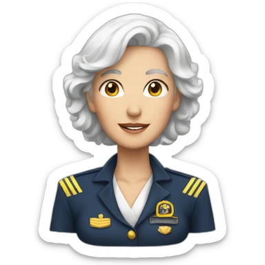 female boat captain white hair older sticker