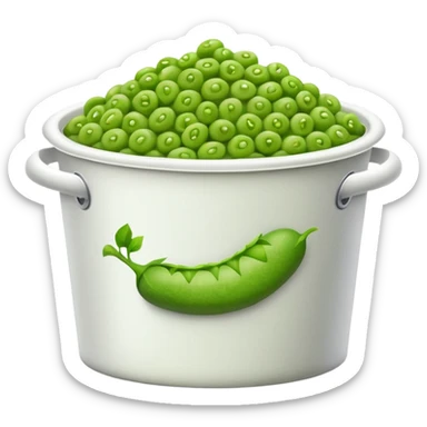 mushy peas in a white cardboard tub sticker
