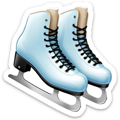 An icon showing The rink is surrounded by cheering spectators and soft arena lights, creating a beautiful, dynamic atmosphere. a pair of elegant figure skates placed on the smooth, sparkling ice of a grand ice arena. Transparent background highlights the grace and beauty of figure skating. sticker