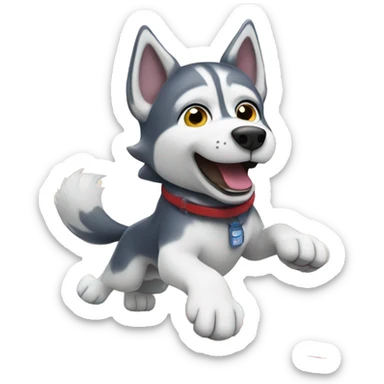 husky surfing the caribbean  sticker