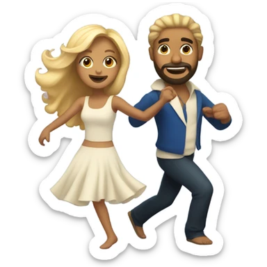 Puerto rican beard short hair with long blonde hair girl dancing sticker