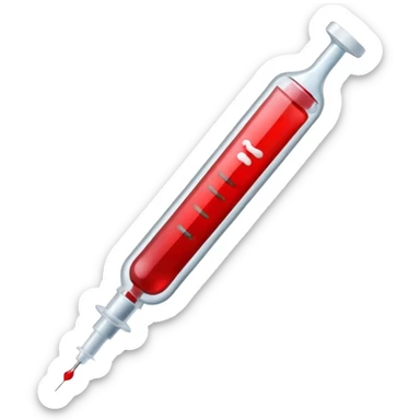 Syringe with blood sticker