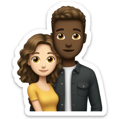 white boyfriend and girlfriend hugging  with brunette hair  sticker