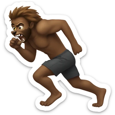 Human running on all fours pretending to be a werewolf sticker