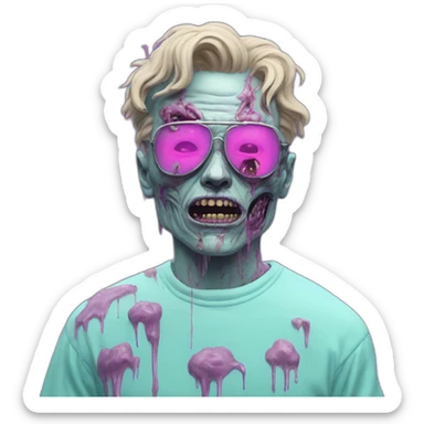 Vaporwave person, half zombie  sticker