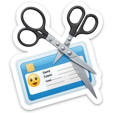 Scissors cutting ID card sticker