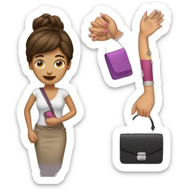 una mujer con uñas y cartera sticker