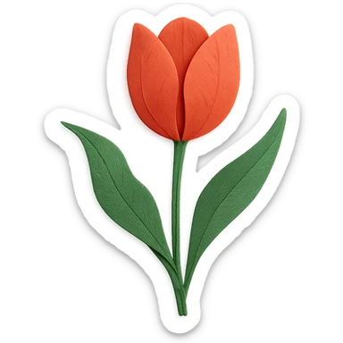 close-up of a tulip, fine paper edges, naturalistic petals, expressive leaves sticker