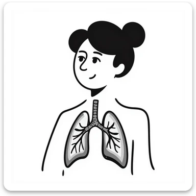 A close up of a woman showing the image of her lungs through her body sticker