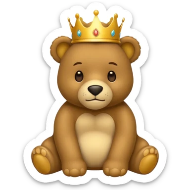 quiero que el emoji sea de un oso de peluche que tenga puesta una corona sticker
