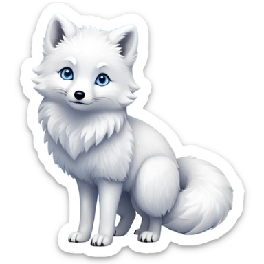 cinematic-arctic-fox-realistic-full-body-standing-emoji,-fluffy-tail-curled-slightly-around-its-paws,-thick-pure-white-fur-blending-into-the-snowy-landscape,-head-tilted-dramatically,-bright-blue-eyes-glistening-with-intelligence,-simplified-yet-realistic-focused-features,-highly-detailed,-glowing-with-an-almost-sarcastic-glow expressive eyes sticker