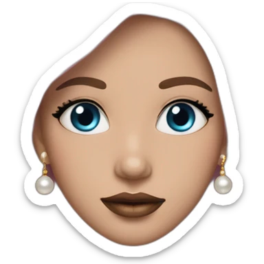 I whit person with blue eyes and long black hair. Pink lips and golden earrings with pearls sticker