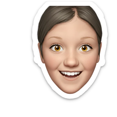 smiling girl in grey hoodie sticker