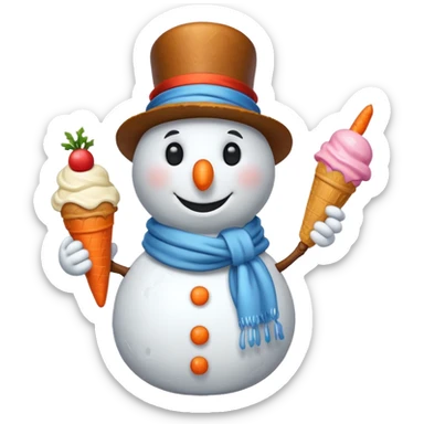 snowmen holding ice cream single snowmen sticker