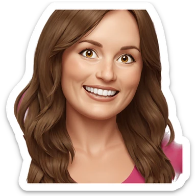 happy girl with brown hair sticker