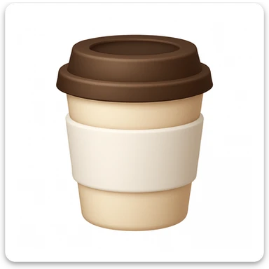Make a closed coffee to-go cup, more emoji-like, smaller, no emoji or logo in the middle. Use a white sleeve. The style should resemble an emoji style. sticker