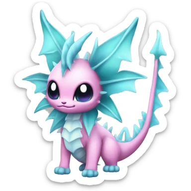 Pink Edgy Ethereal Vaporeon dragon With Fins and spikes full body sticker