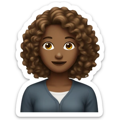 long brown curly hair girl sticker