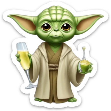 Yoda avec une coupe de champagne sticker