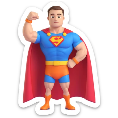 super dad, flexing arm, strong, cape sticker