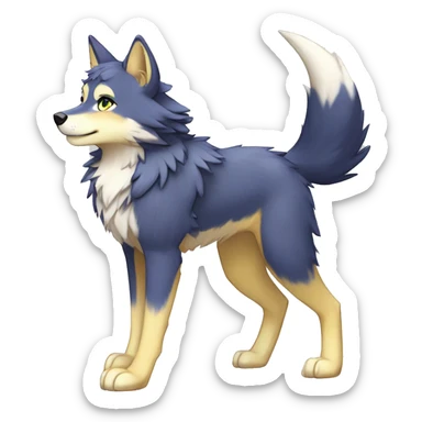 Anthro Colorful Shiny Fionbri-Falvie-sparkle-wolf-sona with shiny markings full body sticker