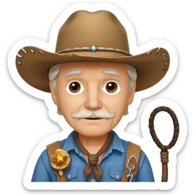 Give this emoji 🤠 a whip make it an old white guy with a whip  sticker