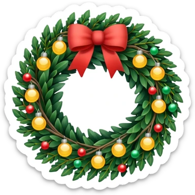 Christmas wreath with small Twinkle lights sticker