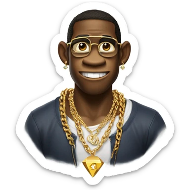 Diddy Kong wearing a gold necklace with diamond d & k sticker