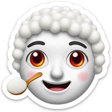 A face with red eyes a spoon of sugar and sugar around the nose  sticker