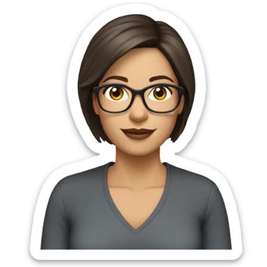 female teacher 43 years old latin brown eyes brunette hair no glasses sticker