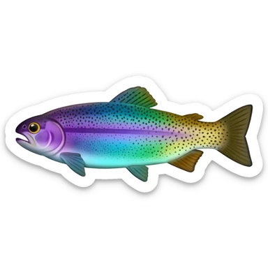 rainbow trout fish bright saturated purple blue green yellow white with scales and black speckles sticker