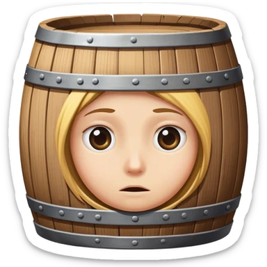 Someone hiding in a barrell, only two eyes visible sticker