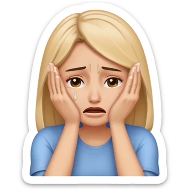 crying woman covering her face with hands sticker