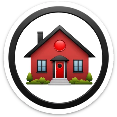 house with cancel slash circle over top like it's saying "NO HOUSE" sticker