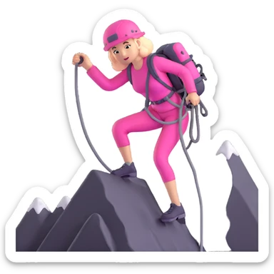 woman in pink clothes mountain climbing sticker