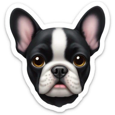 A black French bulldog with fluffy face fur  sticker