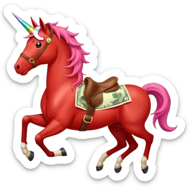red horse agressive running unicorn money on the saddle text “ZGI” sticker