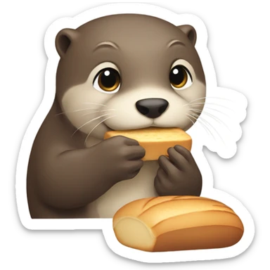 Tender otter eating a bread  sticker