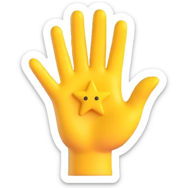 yellow hand making the 'OK' gesture with a star on the palm, 3D emoji style sticker