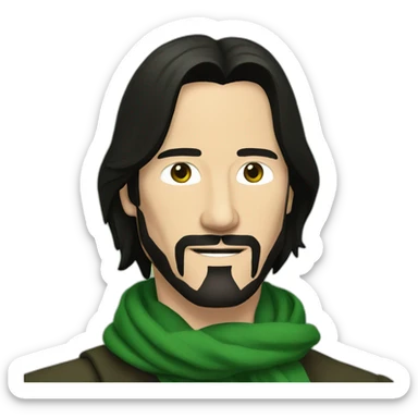 Keanu Reeves in green scarf sticker