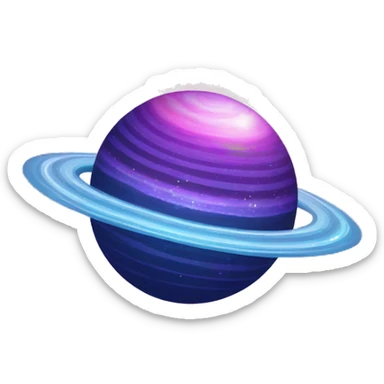 sparkly glittery blue purple and pink glitter planet with white saturn ring sticker
