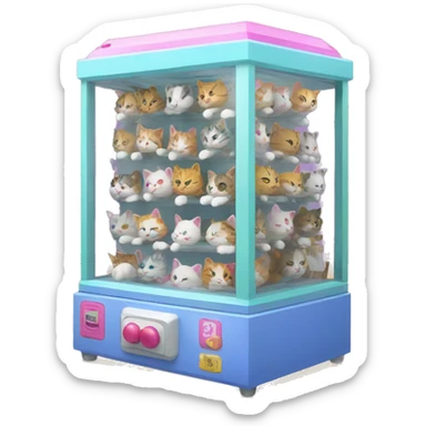 Claw machine full of cats sticker