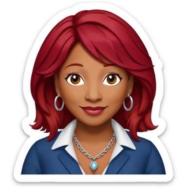Traci Braxton with dark red hair sticker