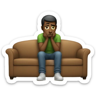 sad man on a couch sticker