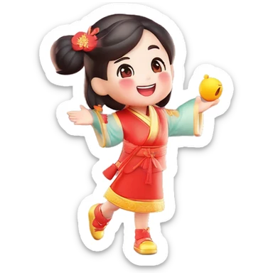 chinese girl waving her hand sticker