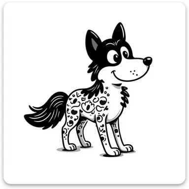 A wolf in notion style hand drawn doodles sticker